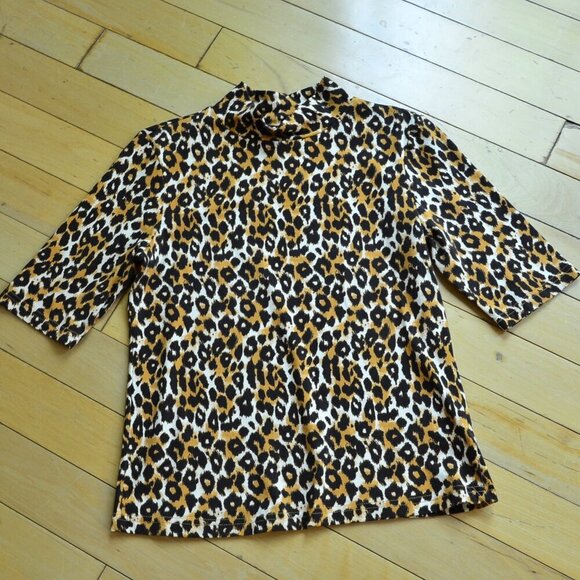 By Anthropologie leopard print mock neck top Size XS - Picture 1 of 6